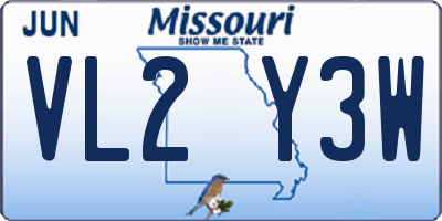 MO license plate VL2Y3W