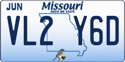 MO license plate VL2Y6D