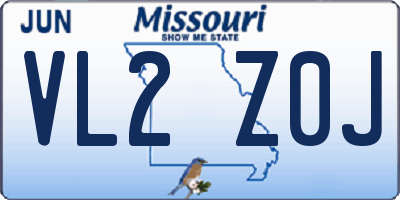 MO license plate VL2Z0J