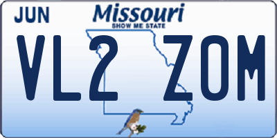 MO license plate VL2Z0M