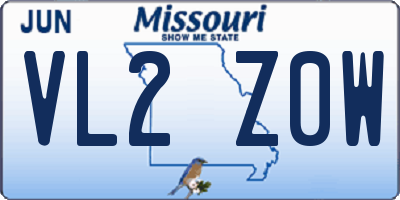 MO license plate VL2Z0W