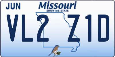MO license plate VL2Z1D