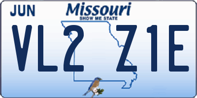MO license plate VL2Z1E