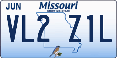 MO license plate VL2Z1L