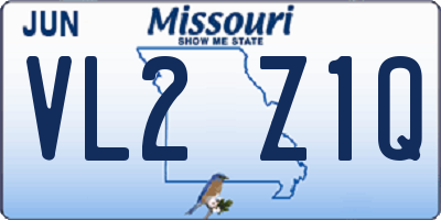MO license plate VL2Z1Q