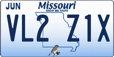 MO license plate VL2Z1X