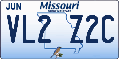 MO license plate VL2Z2C