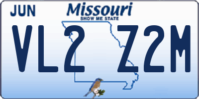 MO license plate VL2Z2M