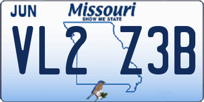 MO license plate VL2Z3B