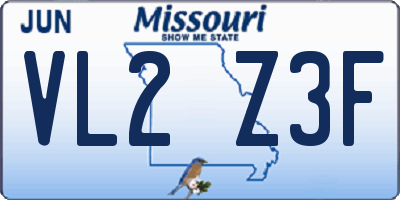 MO license plate VL2Z3F