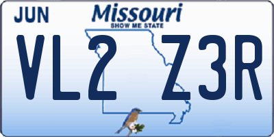 MO license plate VL2Z3R