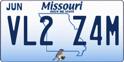 MO license plate VL2Z4M