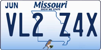 MO license plate VL2Z4X