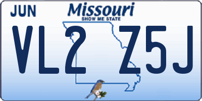 MO license plate VL2Z5J