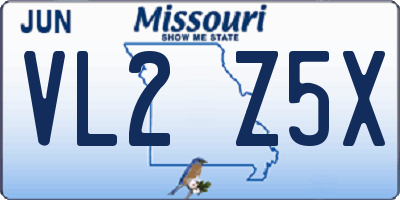 MO license plate VL2Z5X