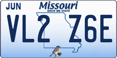 MO license plate VL2Z6E