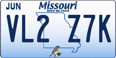 MO license plate VL2Z7K