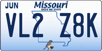 MO license plate VL2Z8K