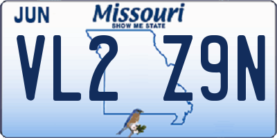 MO license plate VL2Z9N
