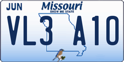 MO license plate VL3A1O
