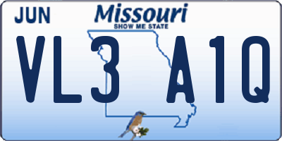 MO license plate VL3A1Q