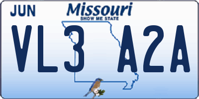 MO license plate VL3A2A