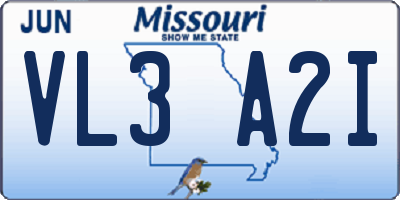 MO license plate VL3A2I