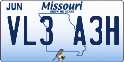 MO license plate VL3A3H