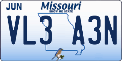 MO license plate VL3A3N