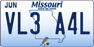 MO license plate VL3A4L
