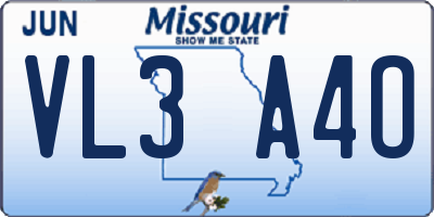 MO license plate VL3A4O