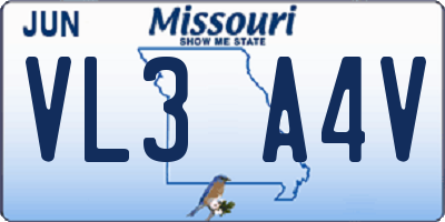 MO license plate VL3A4V