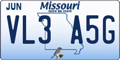 MO license plate VL3A5G