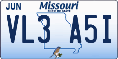 MO license plate VL3A5I