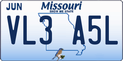 MO license plate VL3A5L