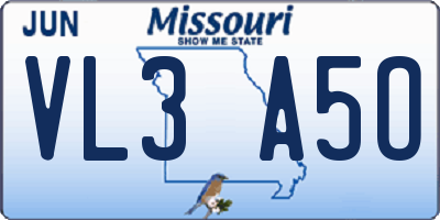 MO license plate VL3A5O