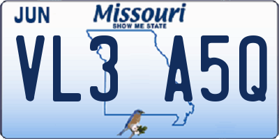 MO license plate VL3A5Q