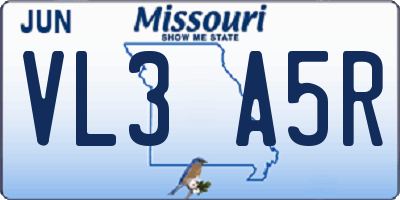 MO license plate VL3A5R
