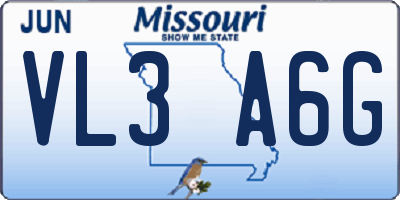 MO license plate VL3A6G