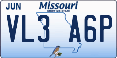 MO license plate VL3A6P
