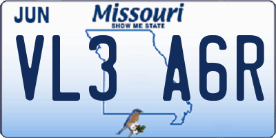 MO license plate VL3A6R