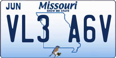 MO license plate VL3A6V