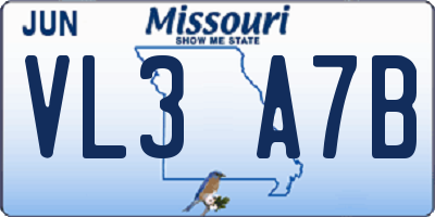 MO license plate VL3A7B