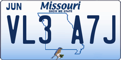 MO license plate VL3A7J