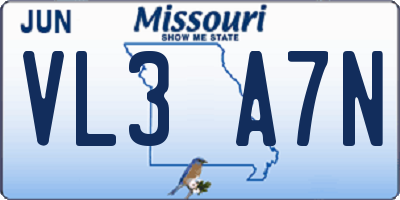 MO license plate VL3A7N