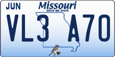 MO license plate VL3A7O