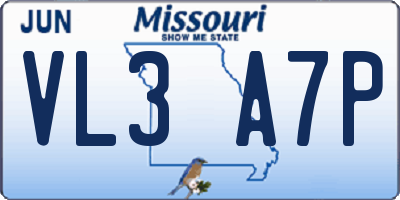MO license plate VL3A7P