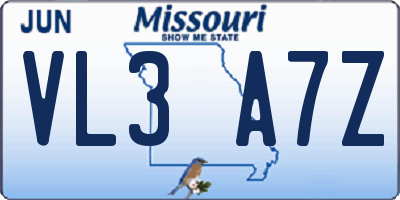 MO license plate VL3A7Z