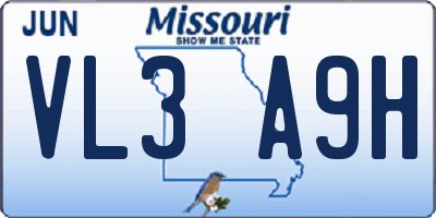 MO license plate VL3A9H