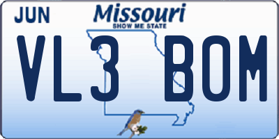 MO license plate VL3B0M